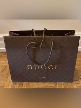 Gucci Brown Embossed Guccissima Shopping Bag with Gold Logo